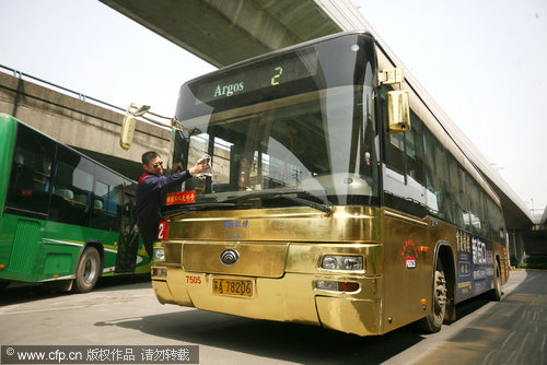 No kidding, it's a golden bus!