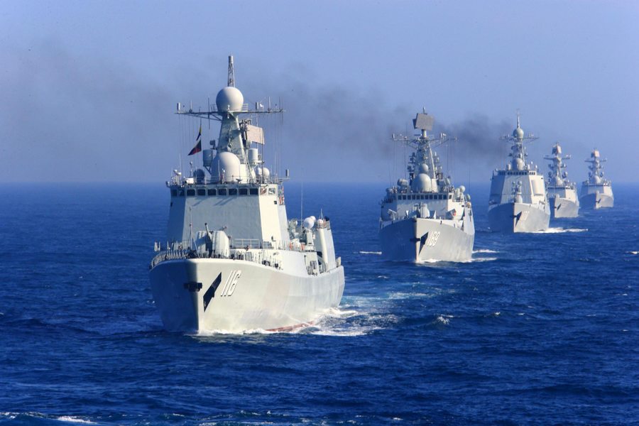 Chinese navy conducts formation exercises Chinese navy conducts formation exercises