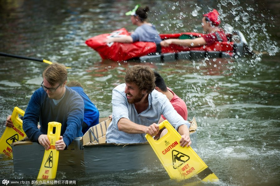 Cambridge students mark end of exam with boat race
