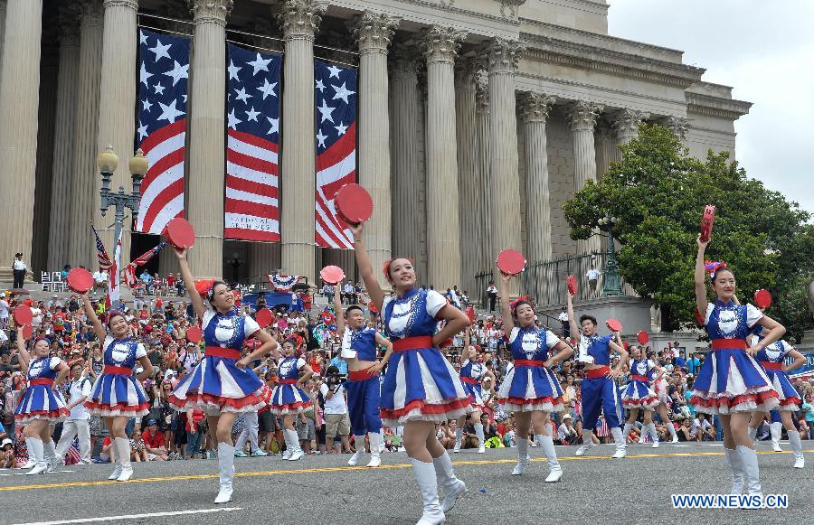 People take part in Independence Day parade in Washington