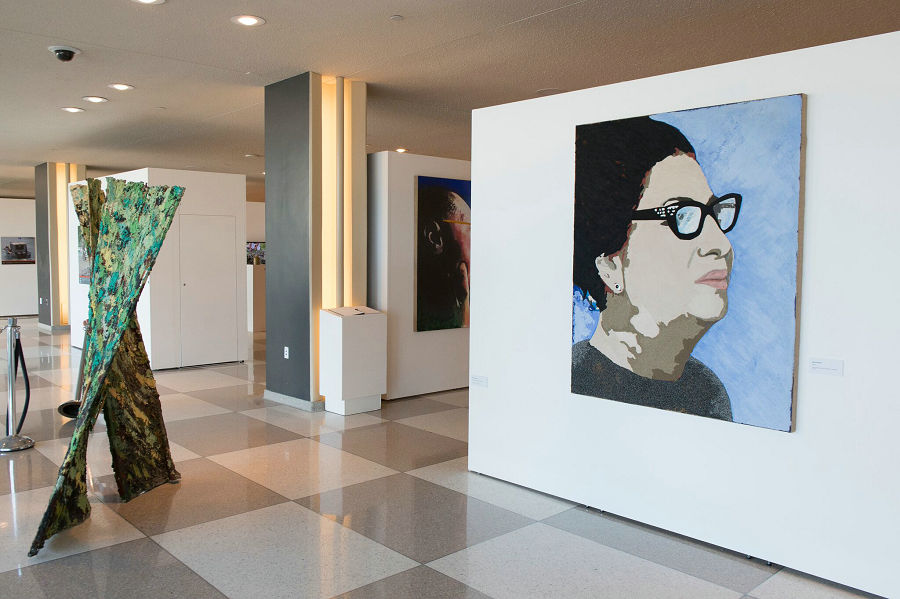 UN displays Chinese actress Gong Li's portrait at exhibit