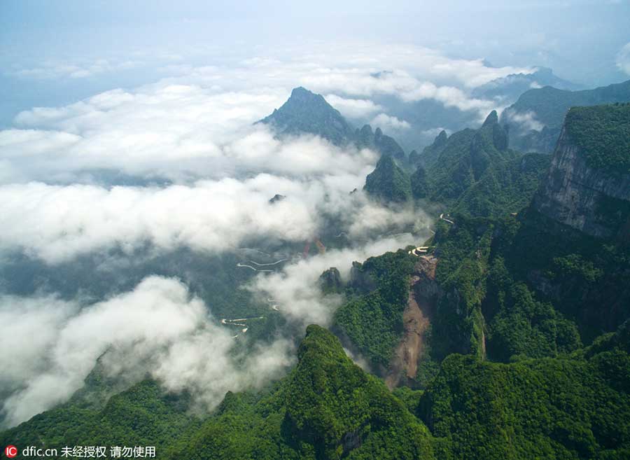 Aerial view of Tianmen Mountain in Hunan