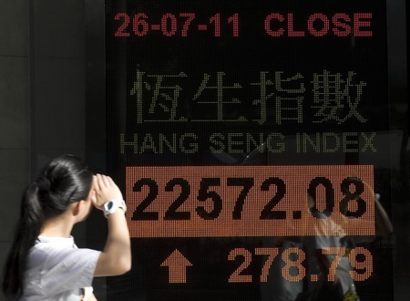 Financial heavyweights push up Hong Kong stocks