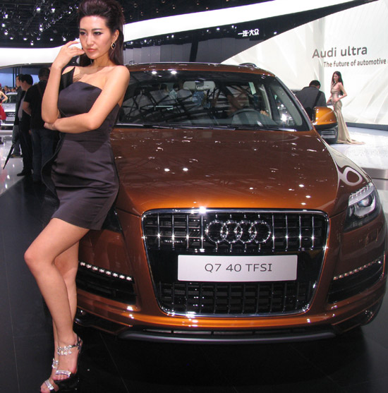 Models at the auto show