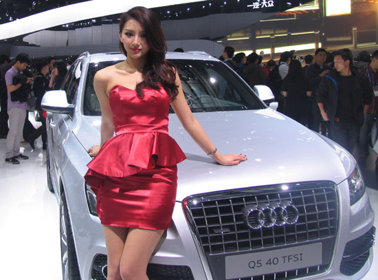 Models at the auto show
