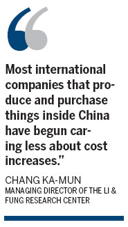 Global firms not put off by rising mainland costs
