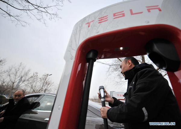 Tianjin's 1st Tesla Supercharger station put to use
