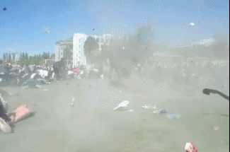 Dust devil lifts child high in the air