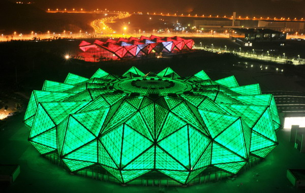 Stadium lights up for Universiade test