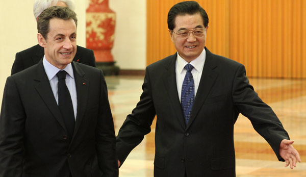 President Hu Jintao meets with Sarkozy