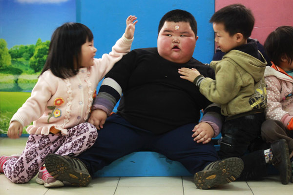 Toddler fights fat in land of little emperors