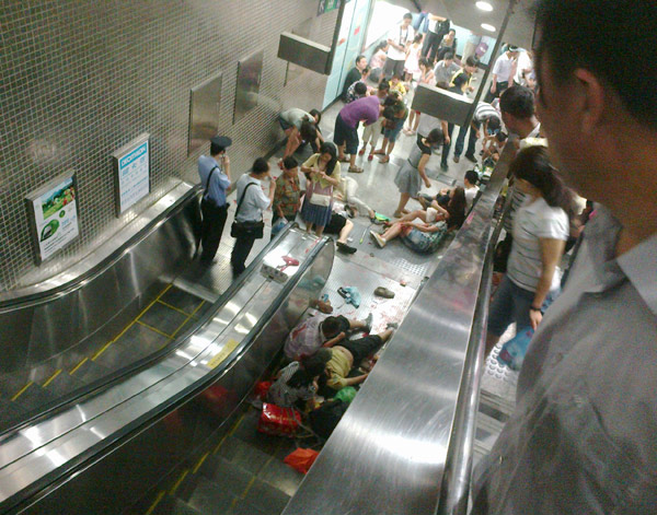 Subway escalator crush kills boy