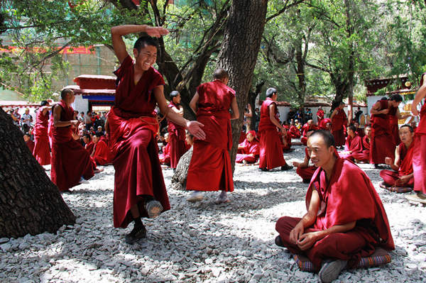 Debating is part of monastic life in Tibet