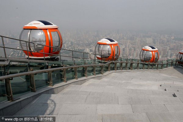 Spinning high above the city in S China