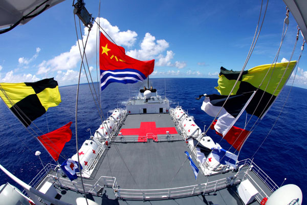 Chinese hospital ship 'Peace Ark' sails across Pacific