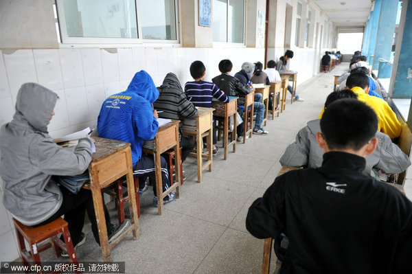'Bad' students seated outside classroom
