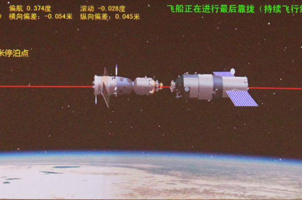 Shenzhou-8 re-docks with Tiangong-1