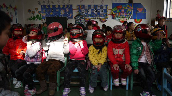 Safety helmets protect preschoolers