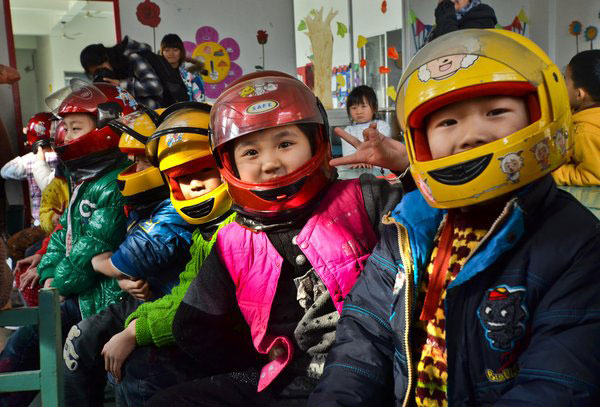 Safety helmets protect preschoolers