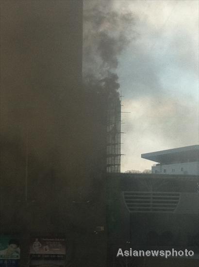 Fire breaks out in downtown Beijing