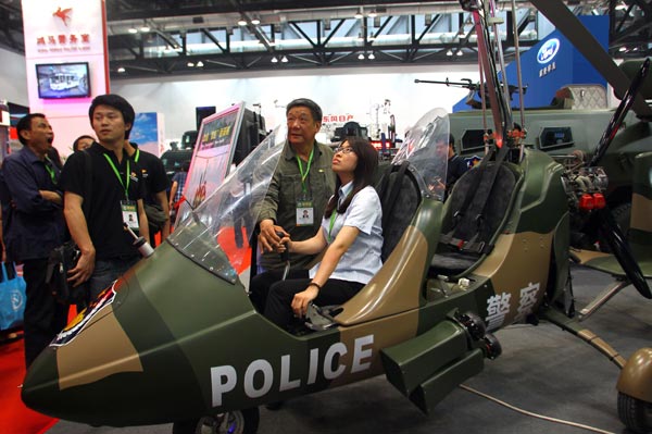 Police gear displayed in Beijing