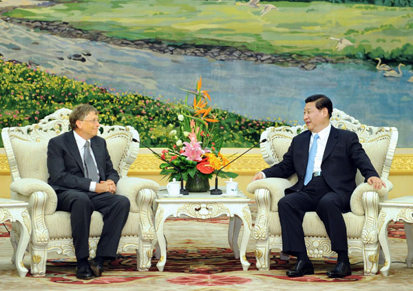 Chinese VP talks charity with Bill Gates