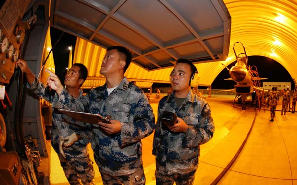 China's J-10 jets practice night flight