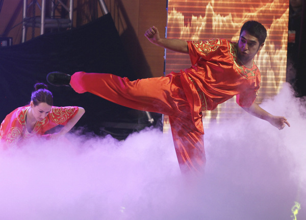 Foreign students stage <EM>Kung fu</EM> show for New Year reception