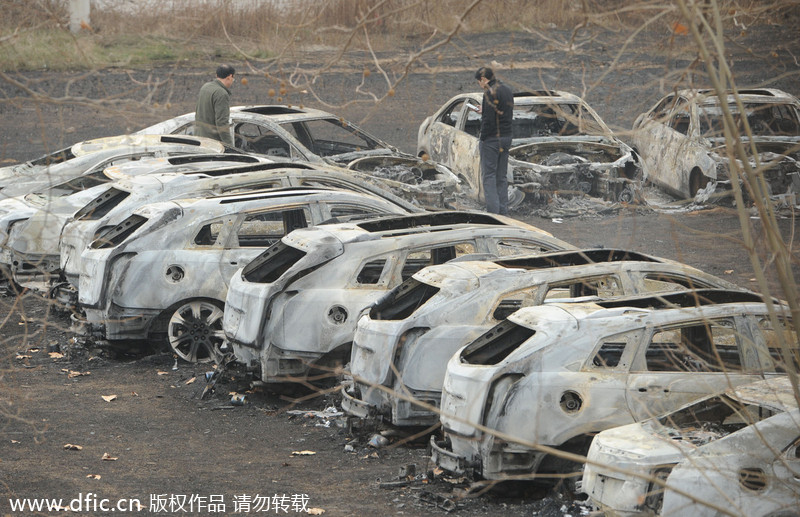 Parking lot fire destroys 70 cars worth 20m yuan