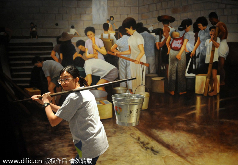 3D paintings entertain people in Hong Kong