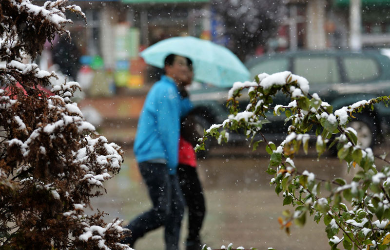 Cold wave brings first snowfall this autumn to Gansu