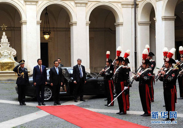 Chinese premier arrives in Rome for official visit to Italy