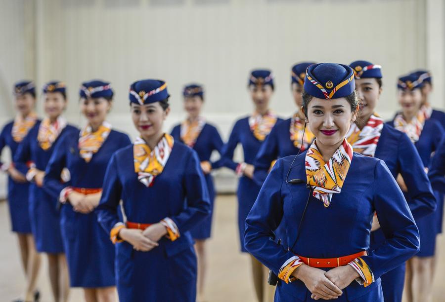 Stewardesses for first high-speed railway in Xinjiang