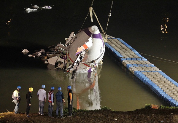 Wreckage of crashed aircraft recovered from water