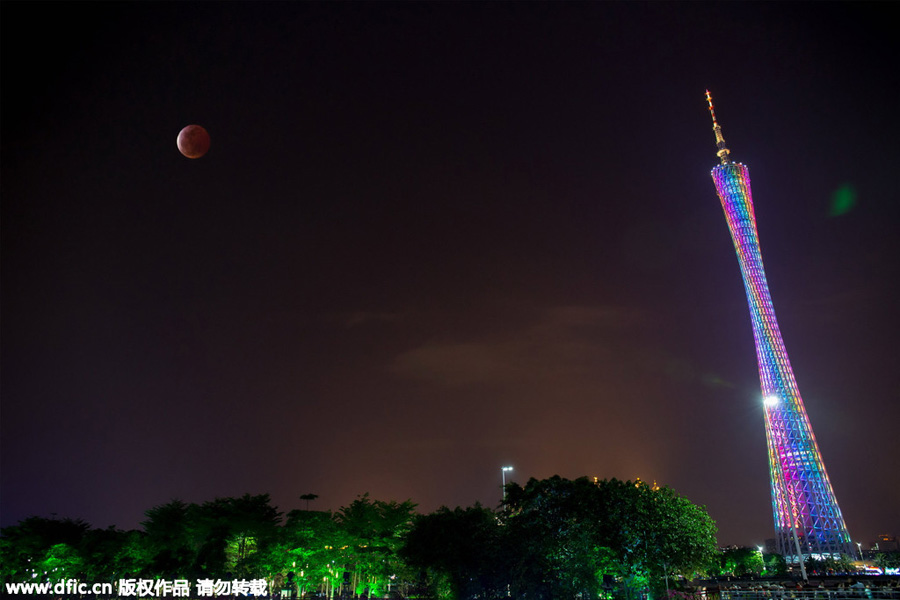 Lunar eclipse turns the moon 'blood red'