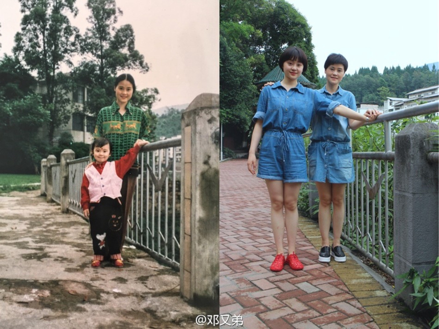 Now and then: Graduate revisits same university spot 19 years later