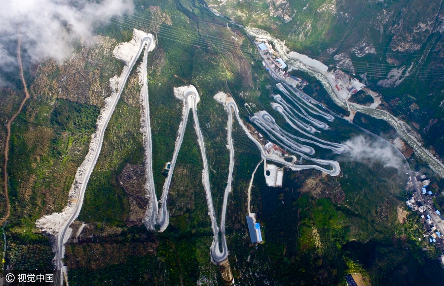 Road with 24 bends zigzags in Southwest China