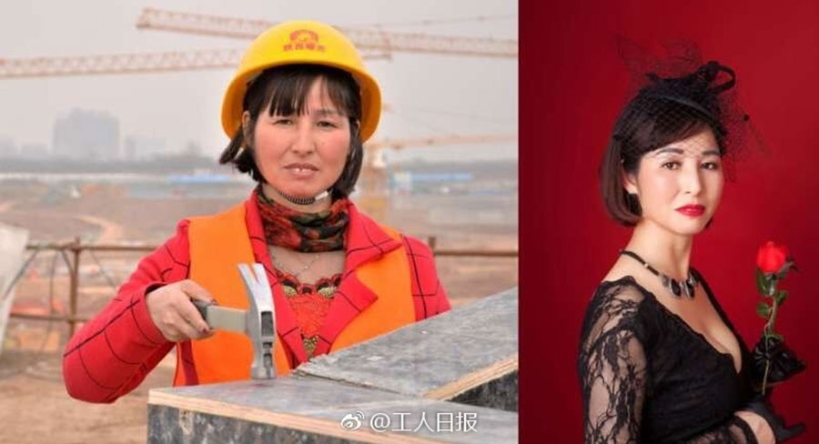 Photographer transforms female construction workers into elegant ladies