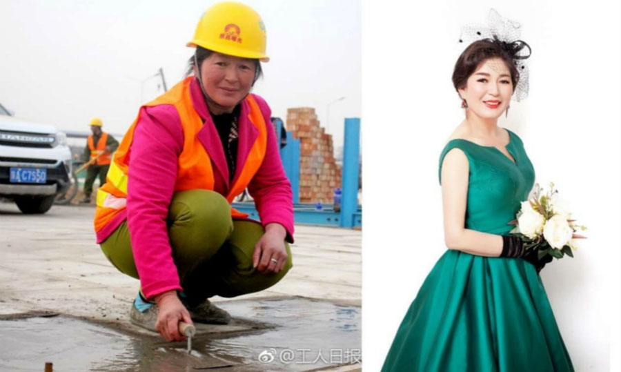 Photographer transforms female construction workers into elegant ladies