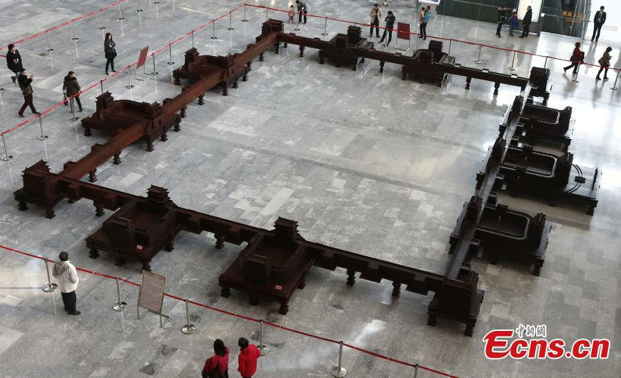 Ancient Beijing city model made from tons of rosewood