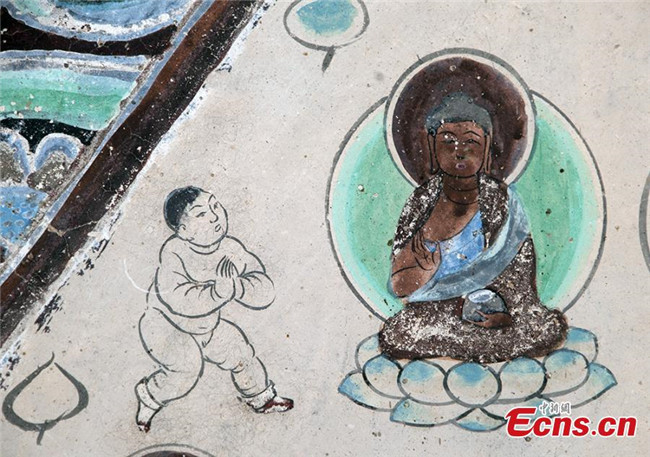 Grotto paintings depict children's lives in ancient China