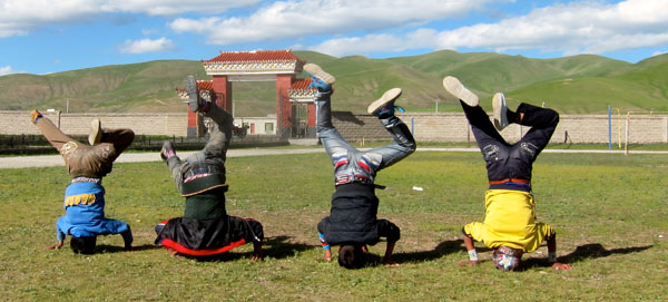 Kicking it with Yushu's yak-herding b-boys