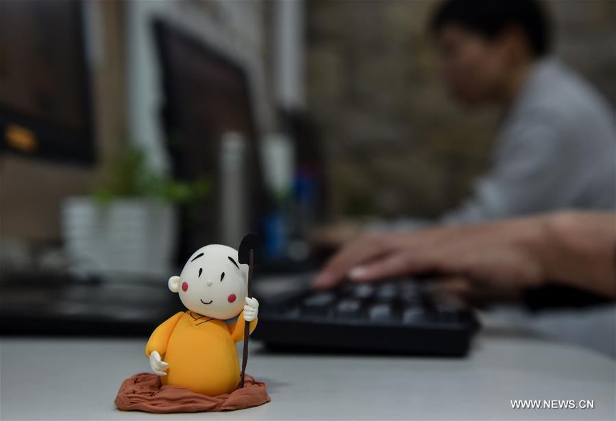 Cartoon character Monk Xian'er of Longquan Monastery in Beijing