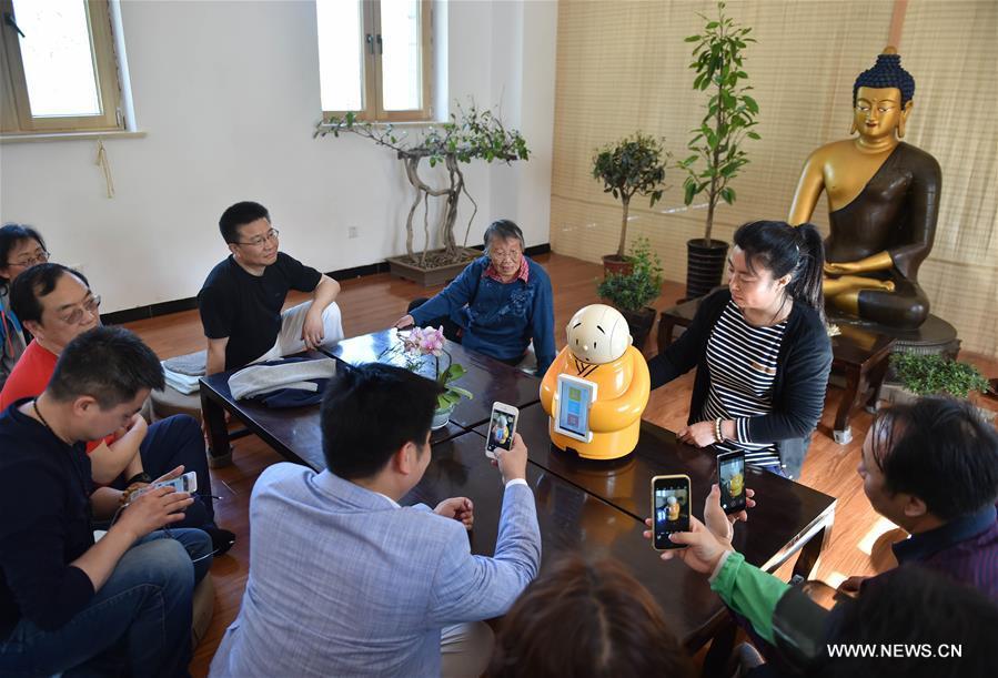 Cartoon character Monk Xian'er of Longquan Monastery in Beijing