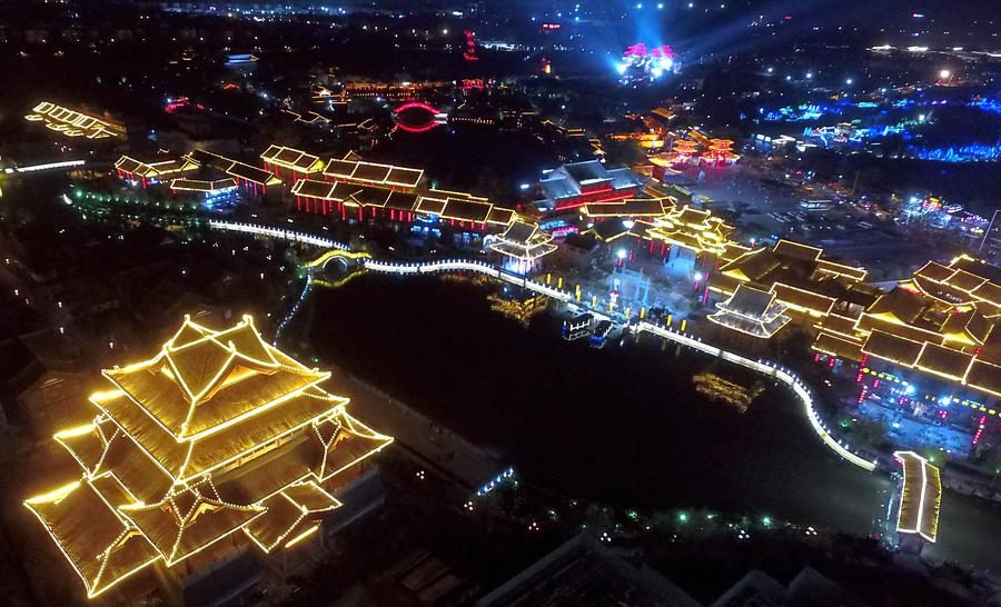 Amazing night view of Kaifeng in Henan province