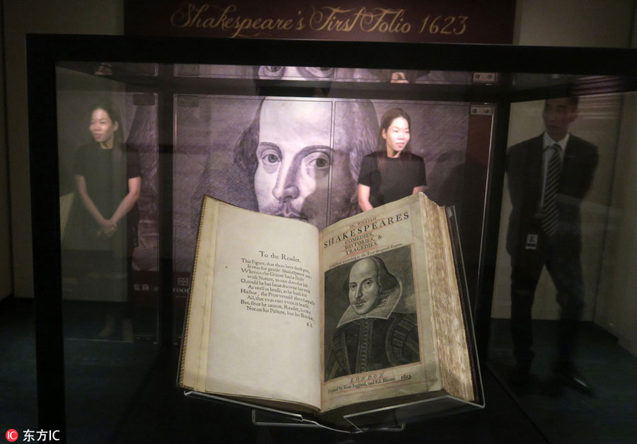 Earliest book of Shakespeare's works exhibited in Hong Kong
