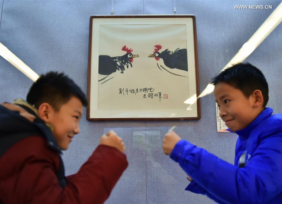 Rooster-themed artworks on exhibition in Shanxi