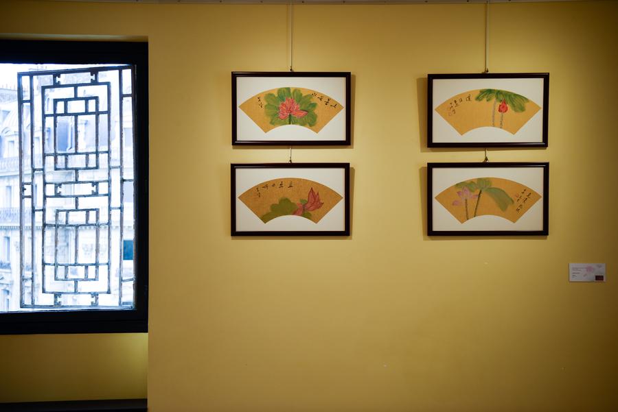 Lotus-themed artworks exhibited in Paris