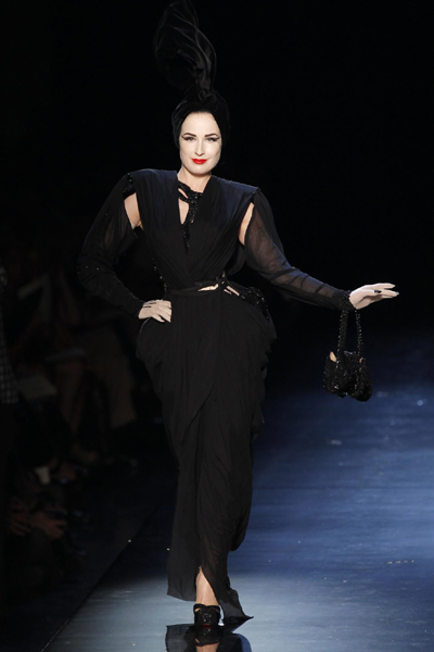 Dita Von Teese presents at Jean-Paul Gaultier Haute-Couture fashion show