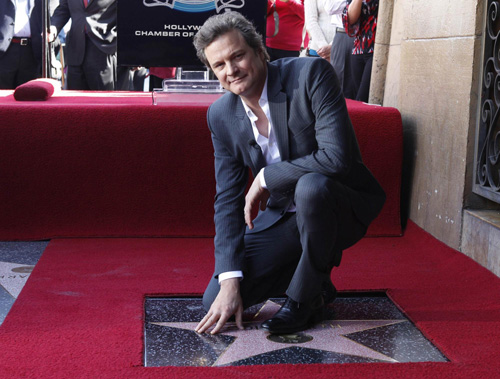 Colin Firth at ceremonies unveiling his star on Hollywood Walk of Fame in Hollywood